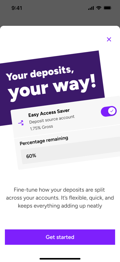 Deposit Splitter overview explaining how incoming deposits can be divided