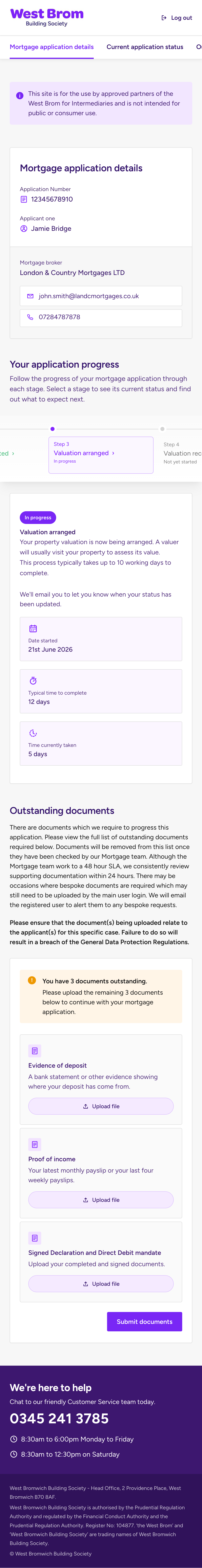 Redesigned West Brom mortgage tracker on mobile