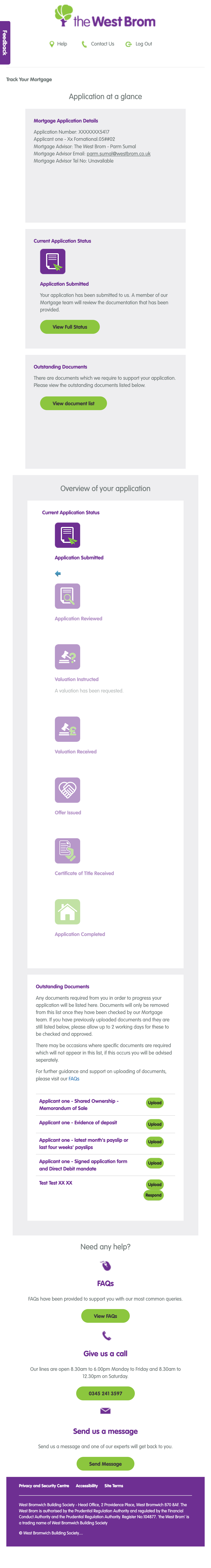 Legacy West Brom mortgage tracker on mobile